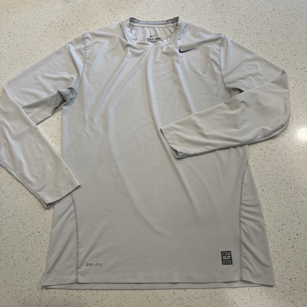 Nike Pro Combat Fitted Compression Shirt Mens XL White Stains